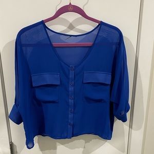 COPY - Semi- Sheer Royal Blue dressy Crop Top